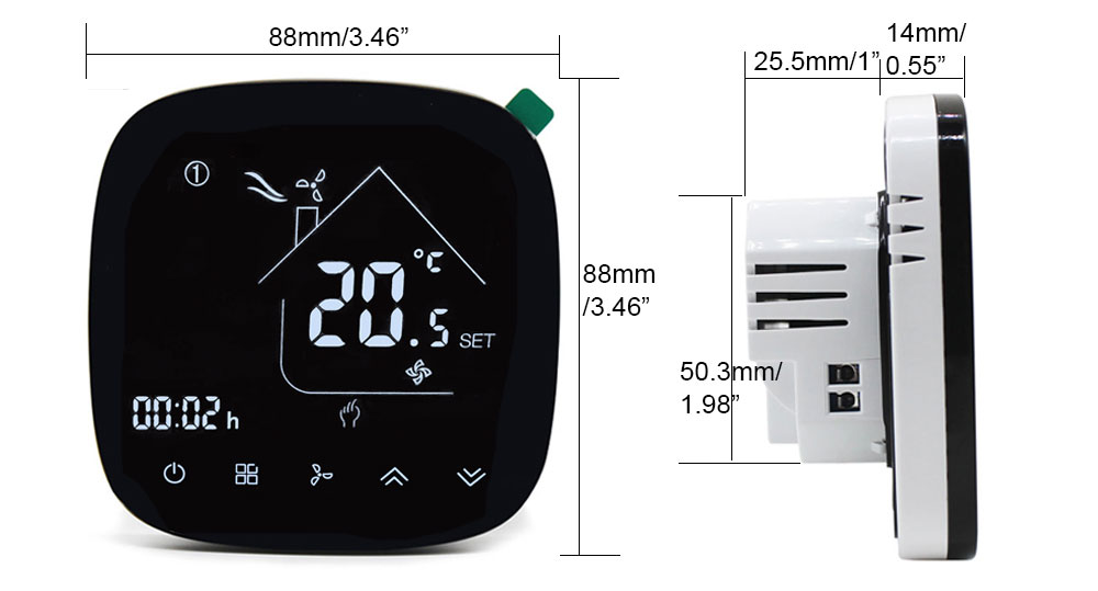 dimension for smart thermostat EB-fc