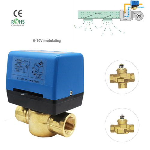 Hotowell 3 Way brass Modulating Control Valve for cool/heat water system