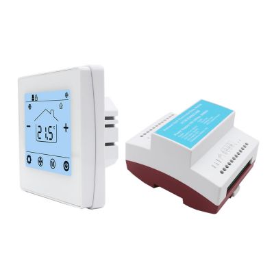 Flat Tempered Glass Display Screen Digital Fan Coil Modbus Hotel Thermostat