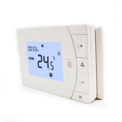 Digital Air Conditioner Controller 3 Speed Fan Coil Room Thermostat Press Button Type 